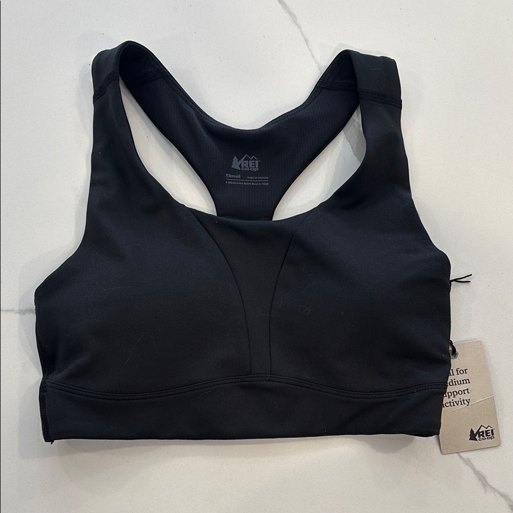 REI Black Racerback Support Sports Bra